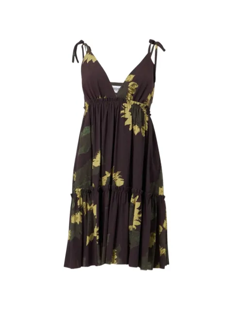 MOSCHINO JEANS floral-print ruffled-tier dress Brown 261K1A046832301555
