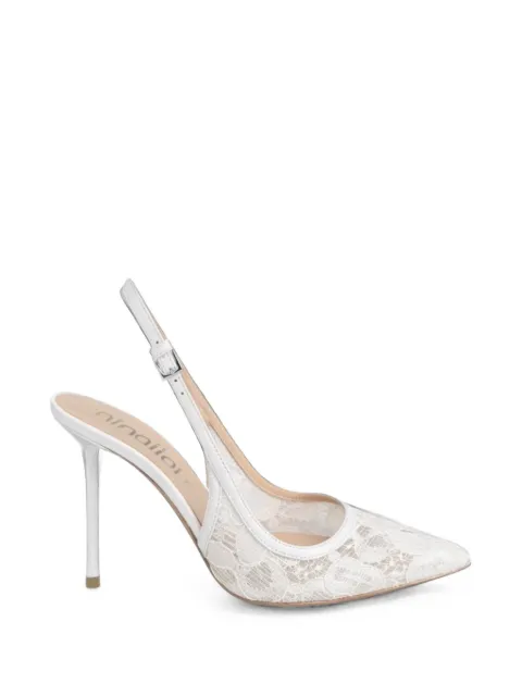 Ninalilou lace-panelled slingback pumps White 361207