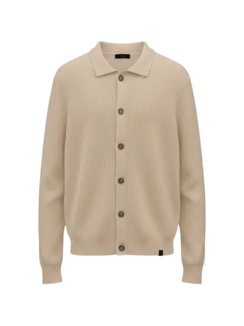Fay ribbed-knit button-up sweater Neutrals NMMC152243TWYIB009