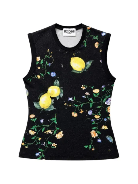 MOSCHINO JEANS lemon-print floral-pattern top Black 261K1V080232371555