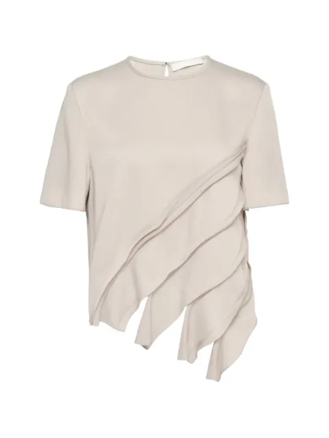 Club21 Tilly ruffled asymmetric top Neutrals S6TILTPL014