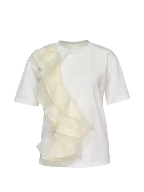 Club21 frill-detail T-shirt White S5W70850777KPOLISHEDWHITED