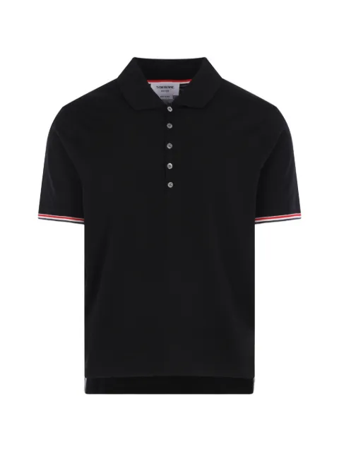 Thom Browne tricolour-trim wool polo shirt Black MJP254AJ0301