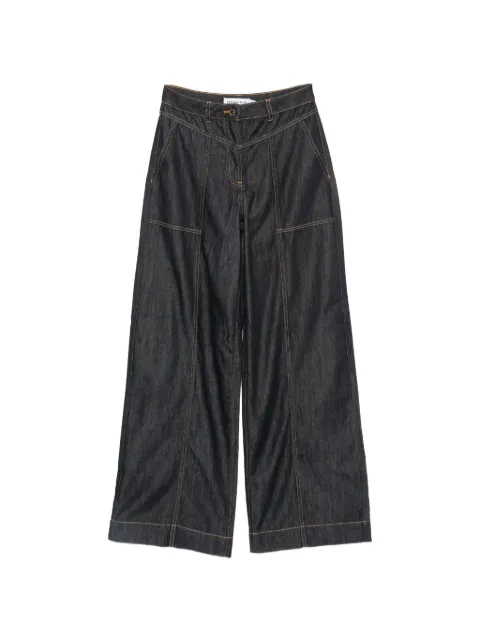 Self-Portrait contrast-stitch wide-leg jeans Blue AW26817PBL