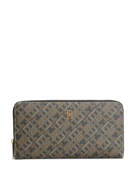 Tommy Hilfiger monogram-print TH plaque wallet Black AW0AW18996