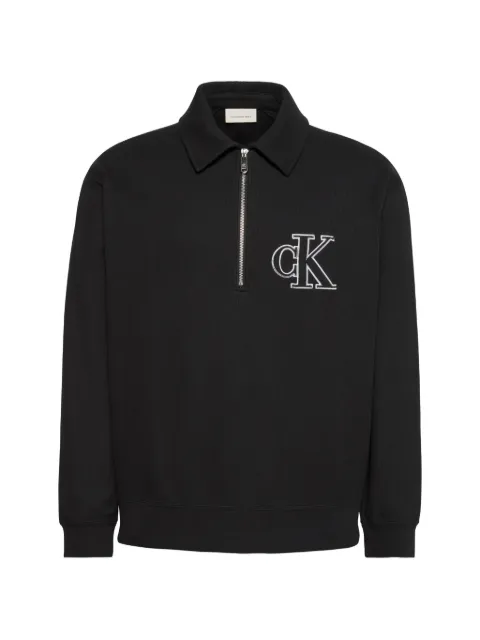 Calvin Klein logo-embroidered half-zip sweater Black LV04RH216GUB1