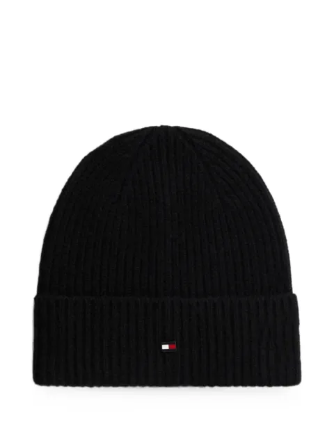 Tommy Hilfiger ribbed-knit beanie hat Black AM0AM14535