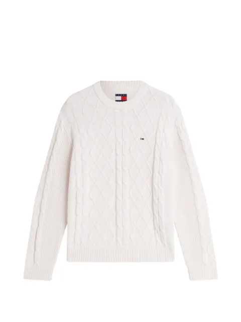 Tommy Hilfiger cable-knit logo-patch sweater White DM0DM23405