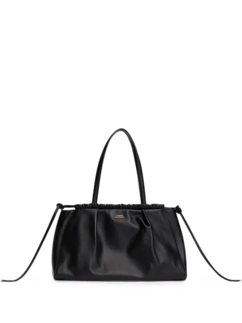 Tommy Hilfiger ruched-trim logo-plaque tote bag Black AW0AW19223