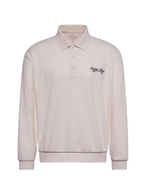 Calvin Klein logo-embroidered polo sweater Neutrals LV04RG202GYAS