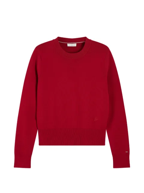 Tommy Hilfiger logo-embroidered ribbed-trim sweater Red WW0WW52298
