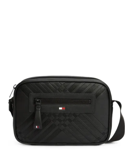 Tommy Hilfiger monogram-embossed messenger bag Black AM0AM14847
