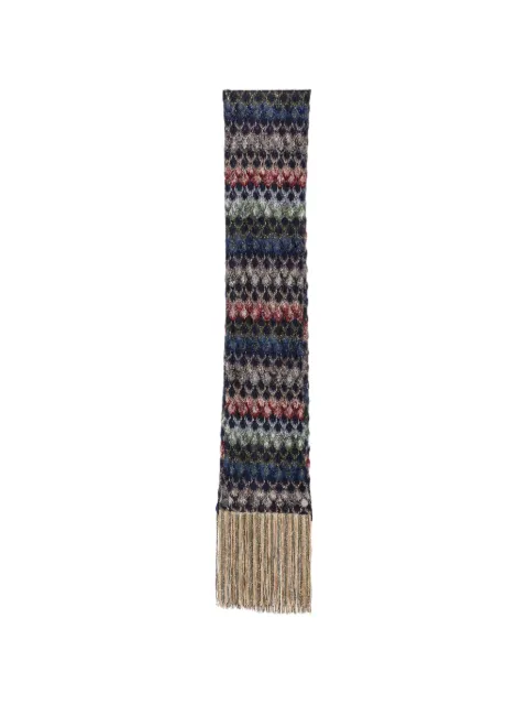 Missoni zigzag-knit fringed scarf Blue SCLQVMDA853