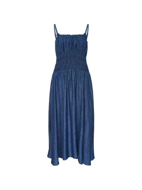 rag & bone Miramar Slink Camelia smocked midi dress Blue RC7726P3MSL00LGOON
