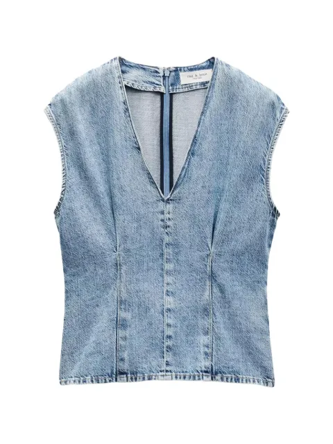 rag & bone Ava V-neck denim top Blue P5WDD25PA005UFTL00TILDN