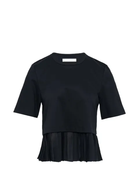 Club21 pleated-hem T-shirt Black S6WILTPL030BLACK