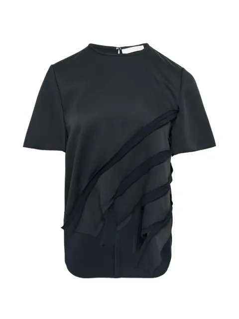 Club21 ruffle-detail round-neck top Black S6TILTPL014BLACK