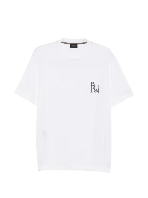 Brioni logo-embroidered T-shirt White UJWR0LOE601