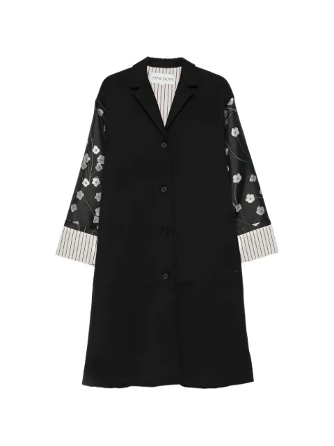 Stine Goya floral-print panelled coat Black SGO027