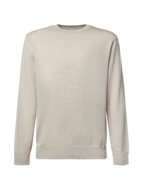 Eleventy contrast-trim wool fine-knit top Neutrals N76MAGN39MAG0N028