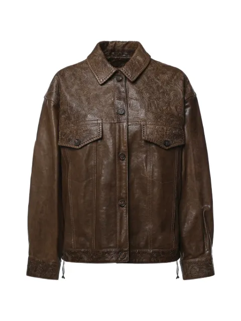 Golden Goose floral-embossed leather jacket Brown GWP02789P002667