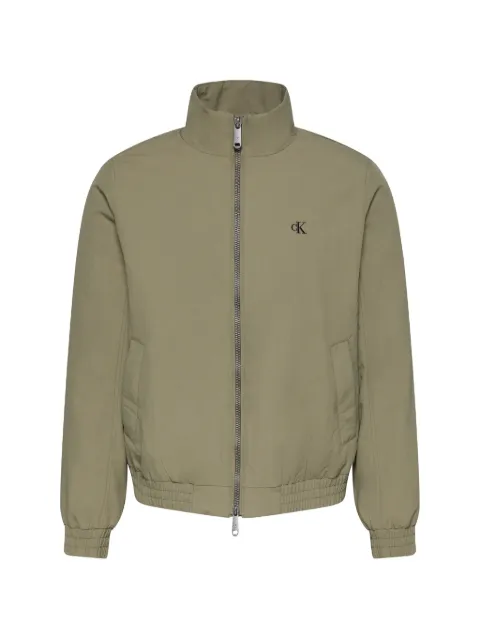 Calvin Klein logo-embroidered high-neck jacket Green LV04RG500GLDY