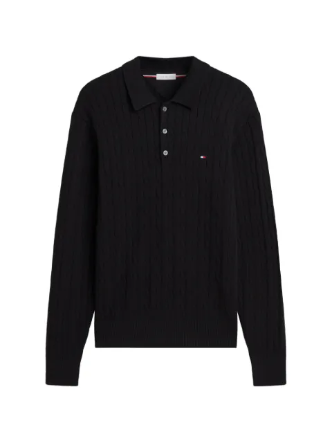 Tommy Hilfiger cable-knit polo sweater Black MW0MW41955