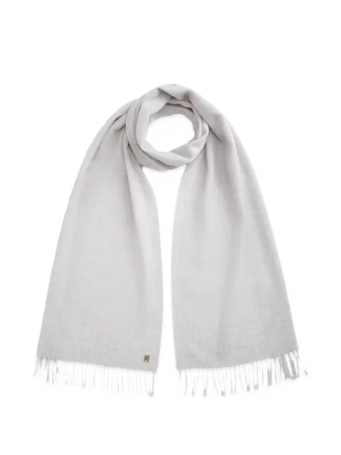 Tommy Hilfiger fringed logo-plaque scarf Grey AW0AW19118