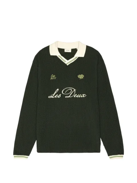 Les Deux logo-embroidered waffle-knit sweater Green 1002486