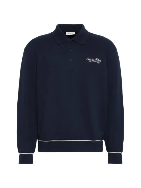 Calvin Klein logo-embroidered polo-collar sweater Blue LV04RG202GCEF