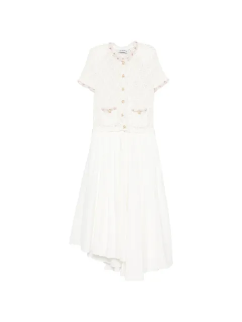 Self-Portrait pointelle-knit faux-pearl dress White AW26088M
