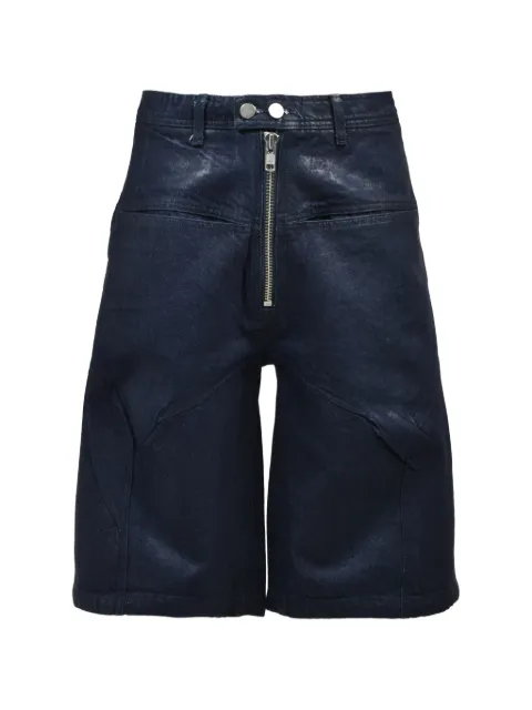 FILTH waxed zip-detail denim shorts Blue FL261PT02WAXEDRAWINDIGO