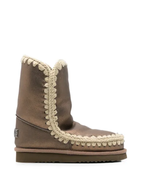 Mou crochet-trim metallic-finish boots Brown FW101000B