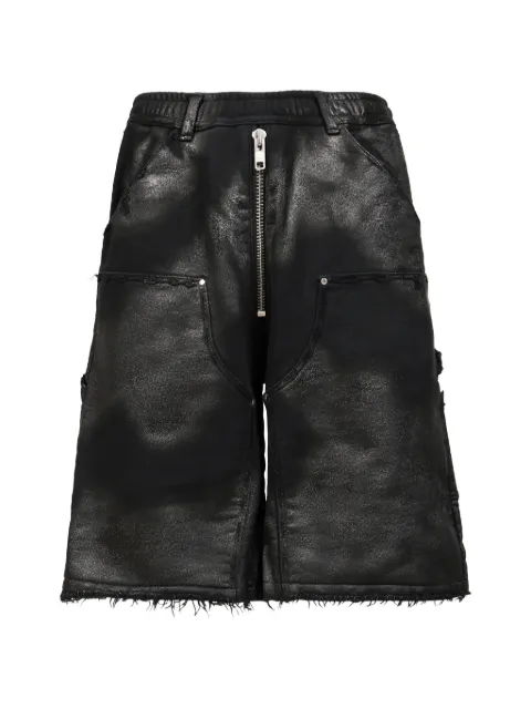 FILTH waxed-finish frayed-edge shorts Black FL261PT04