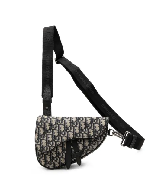 Christian Dior Pre-Owned 2020 Mini Oblique Canvas Saddle Belt Bag satchel Blue S1ZYFAW0QX56K9QC