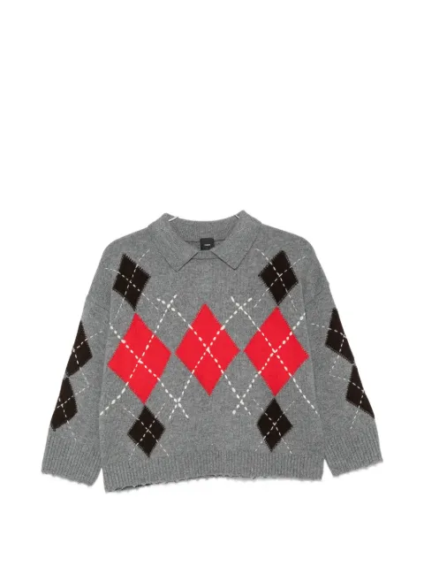 PINKO argyle-pattern collared sweater Grey 107286A3IE