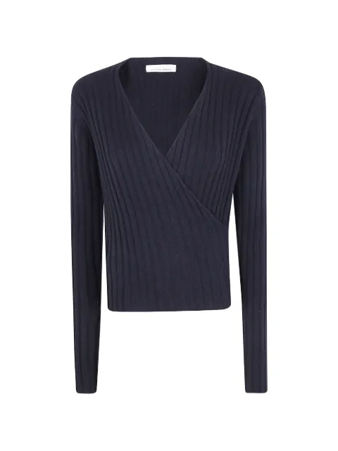 Liviana Conti ribbed-knit wrap-style sweater Black F6WC08