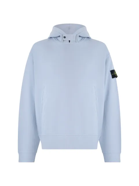 Stone Island 6100023 brushed organic cotton fleece hooded sweatshirt Blue L2S156100023S0A20V0049