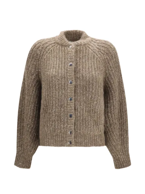 Brunello Cucinelli sequin-embellished ribbed-knit cardigan Brown MTR385406