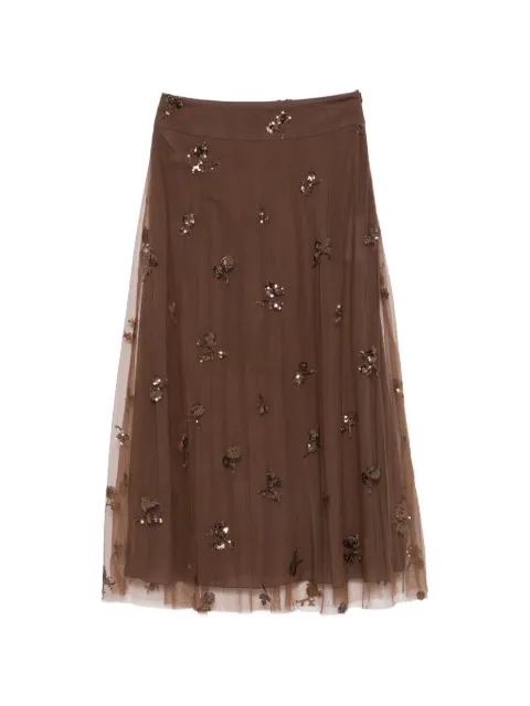 Luisa Cerano sequin-embellished tulle midi skirt Brown 54834438520