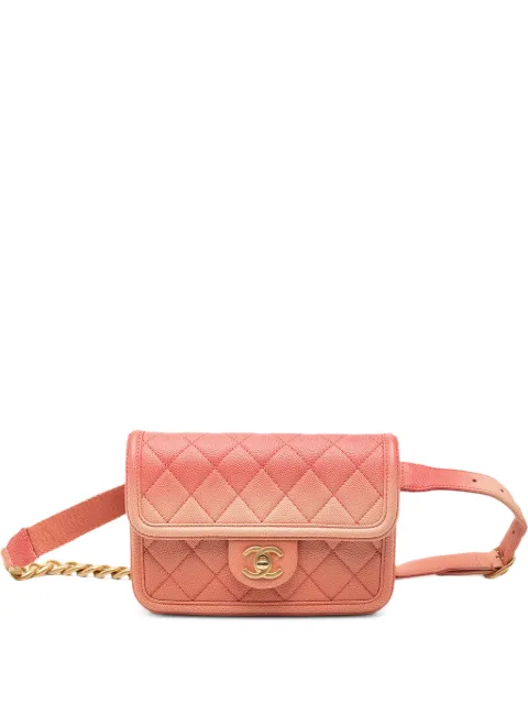 CHANEL Pre-Owned 2019 Quilted Caviar Sunset On The Sea Flap belt bag Pink E115M2NKGIN3JBAA
