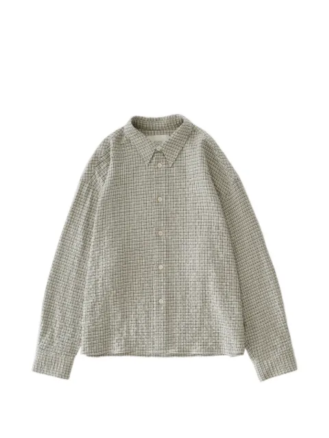 Studio Nicholson Nostra checked shirt Neutrals NOSTRASNM1482BRUSHEDSHIRTINGPARCHMENTBLACK
