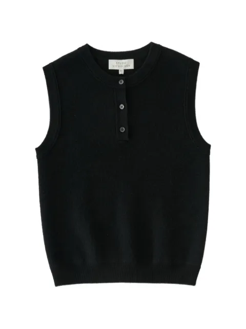Studio Nicholson Aurel half-placket vest Black AURELSNW1902
