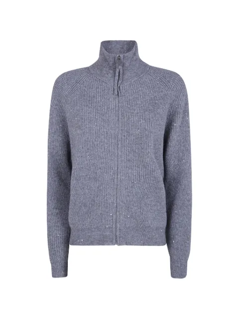 Seventy sequin-embellished ribbed cardigan Grey MT4159990376