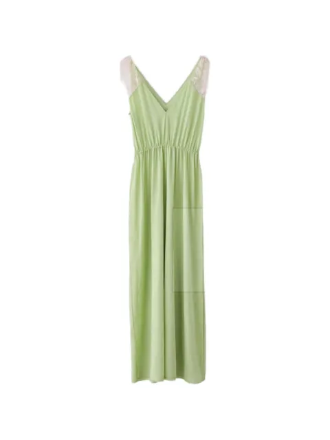Kristina Ti Guenda lace-trim V-neck maxi dress Green KAL0100TE0273VE44