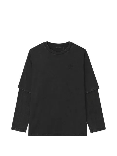 FIVE CM layered-sleeve acid-wash T-shirt Black 5CXLTM00549X