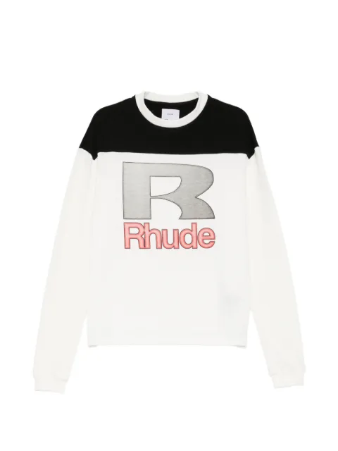 RHUDE logo-print panelled T-shirt White RHPF26TT25012
