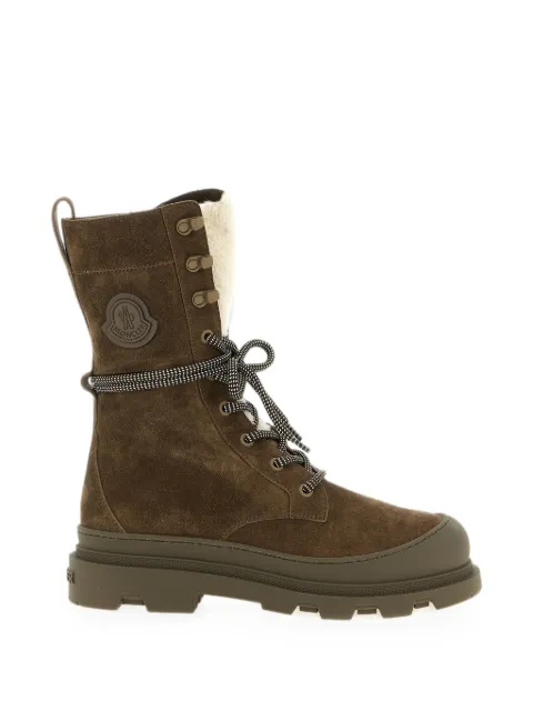 Moncler Vera High suede & shearling lace-up boots Brown L209B4F00100M7542