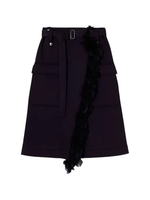 Plan C feather-trim wrap skirt Black GOCJG59AY1TV02801