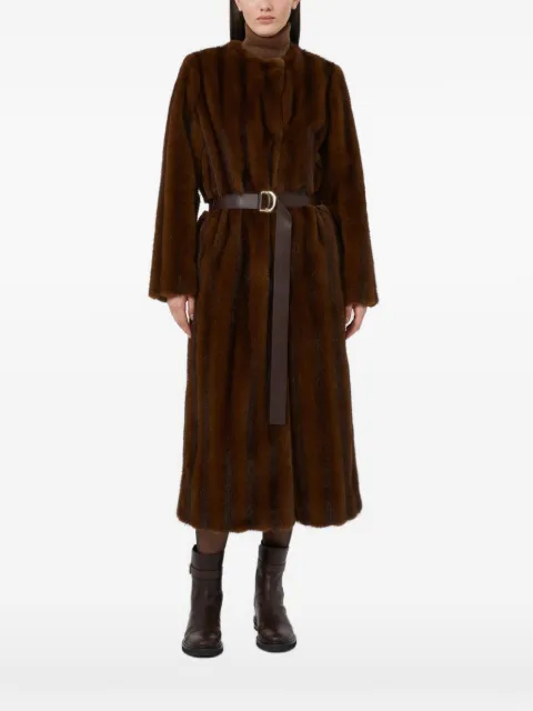 Max Mara fluffy-textured long coat hazelnut brown Brown 2626456012600